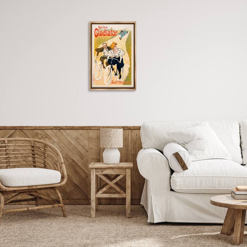 Stupell Vintage Cyclists Poster Framed Floater Canvas Wall Art Design By Marcus Jules