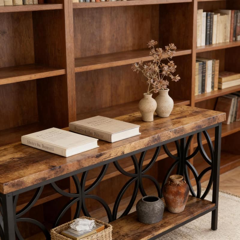 Industrial 2-Tier Console Table - Sofa & Coffee Table