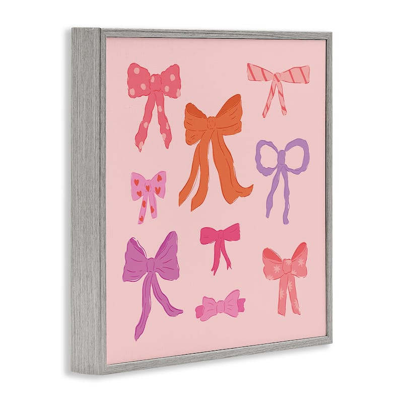 Stupell Stylish Fashion Bows on Pink Framed Giclee Art Design By Sazerelli Designs