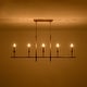 Mid-Century 5-Light Candle White Fabric Linear Island Pendant