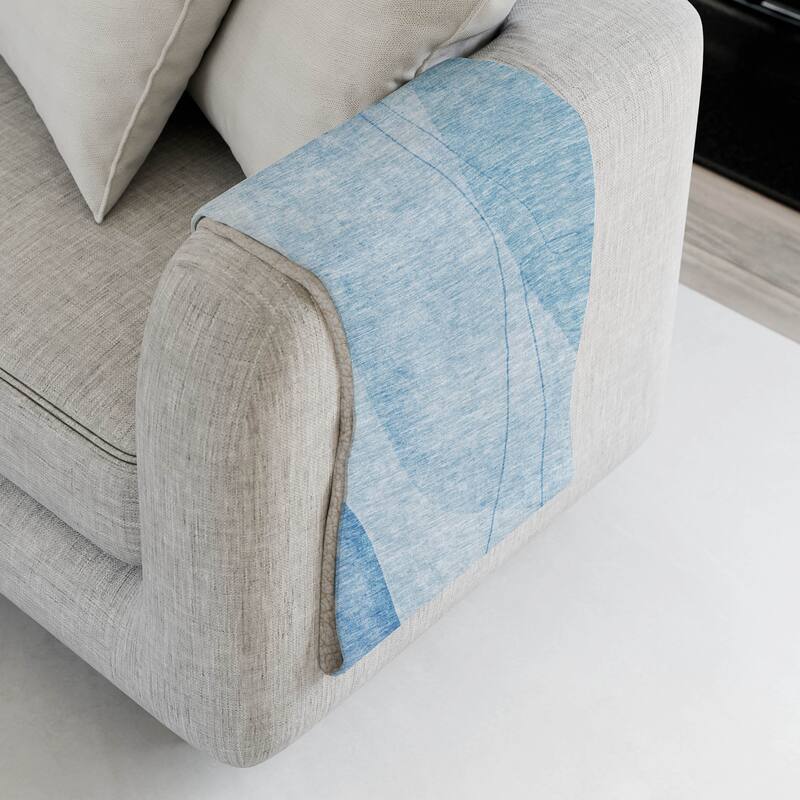 Premium Machine Washable Contemporary Abstract Sherpa Throw Blanket - Blue - 4'2" x 5'10"