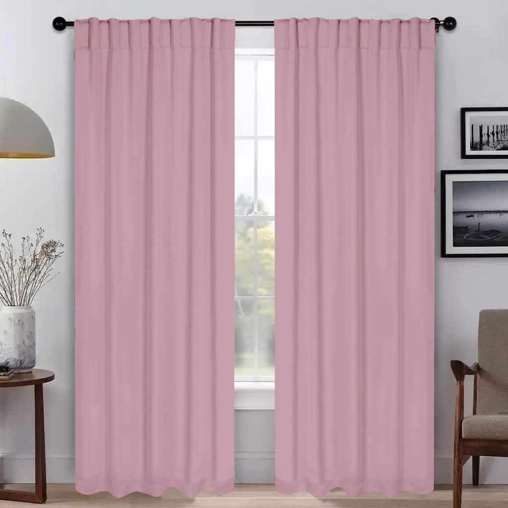 Superior Solid Room‑Darkening Curtain Panels (Set of 2) Machine Washable, Thermal & Noise‑Reducing, Back‑Tab Header
