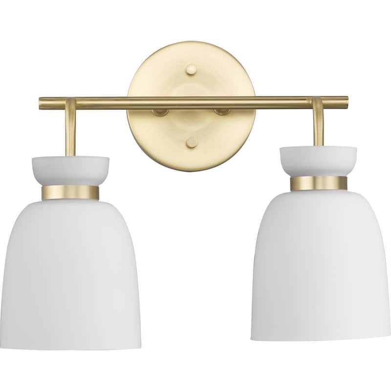 Lexie Collection Two-Light Brushed Gold Contemporary Vanity Light - 14 in x 6.62 in x 11 in