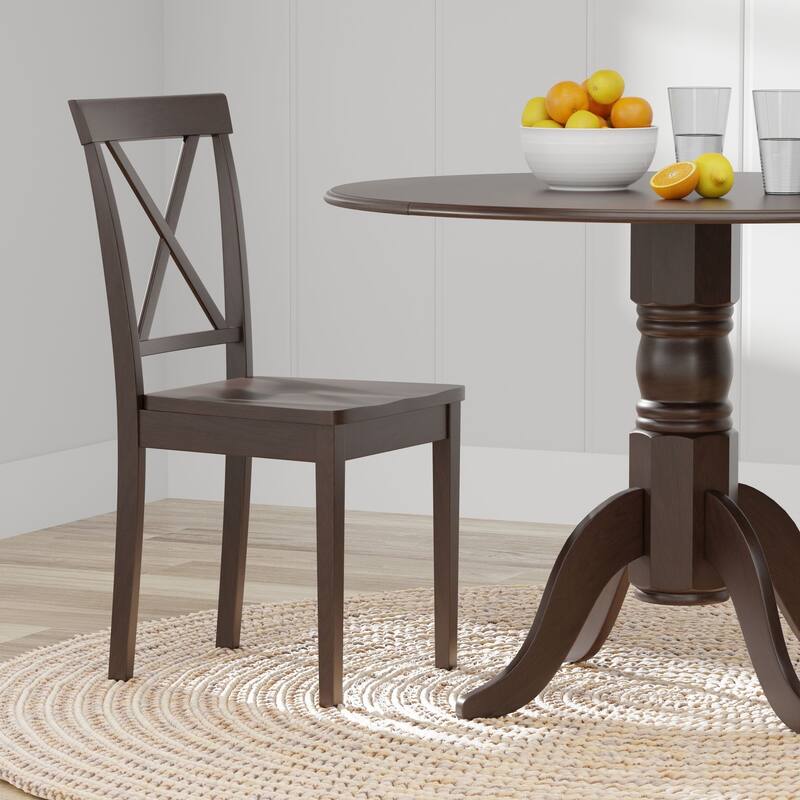 5-Piece Dining Set, 42" Round Drop-Leaf Table and X-Back Chairs