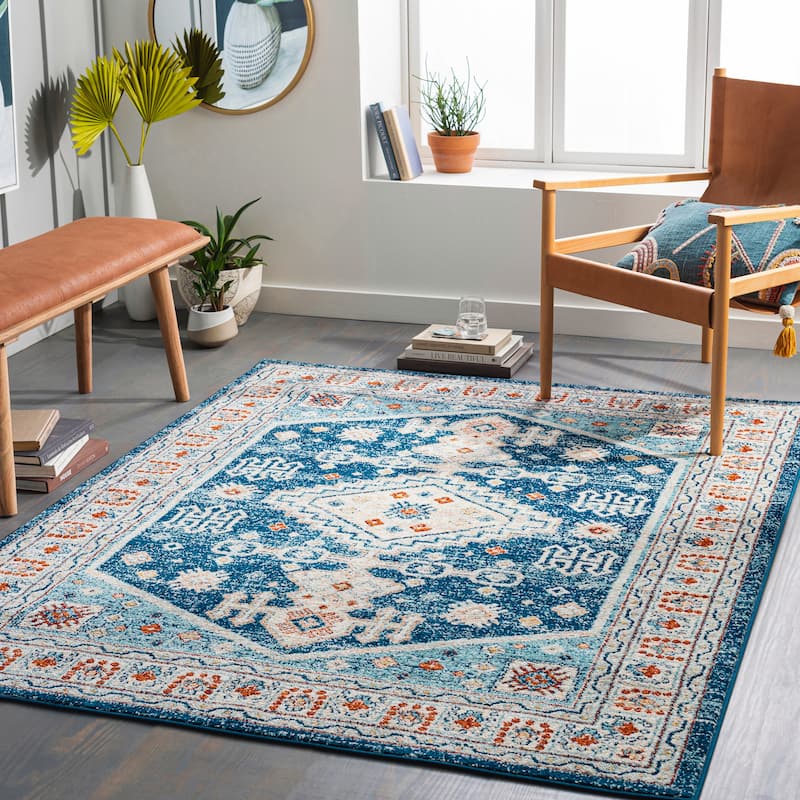 Artistic Weavers Rumti Traditional Medallion Area Rug - 6' 7" x 9' - Blue