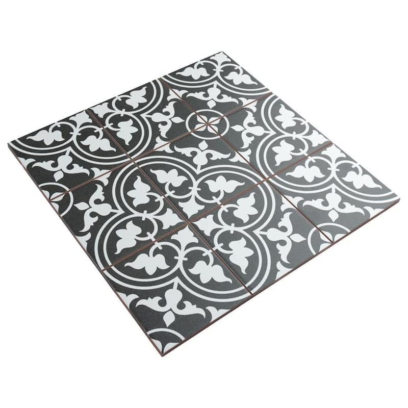 Merola Tile Harmonia Classic Black 13" x 13" Ceramic Floor and Wall Tile