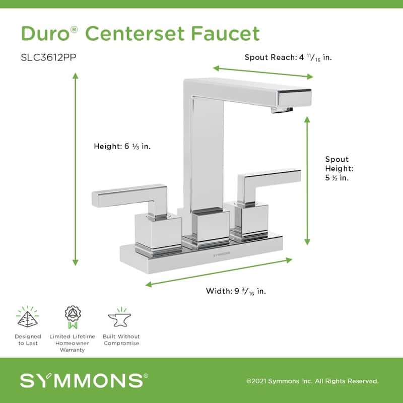 Symmons SLC3612PP Duro 1.0 GPM Centerset Bathroom Faucet with Push Pop