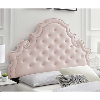 Ambridge Button Tufted Pink Velvet Upholstered Full/Queen Size ...