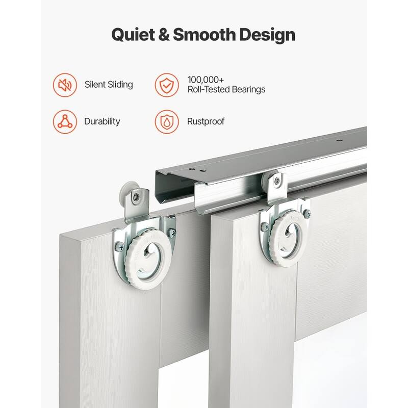 White Wood MDF Sliding Closet Doors with Frosted Glass Panels