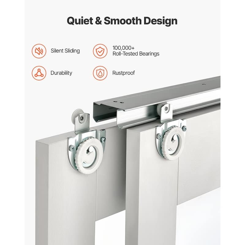 White Wood MDF Sliding Closet Doors with Frosted Glass Panels
