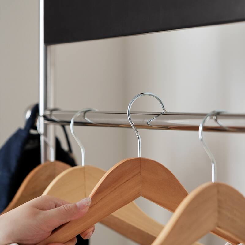 Antique American Style Clothes and Hat Rack with Storage Shelf, Portable Stainless Steel Floor Stand, for Bedroom