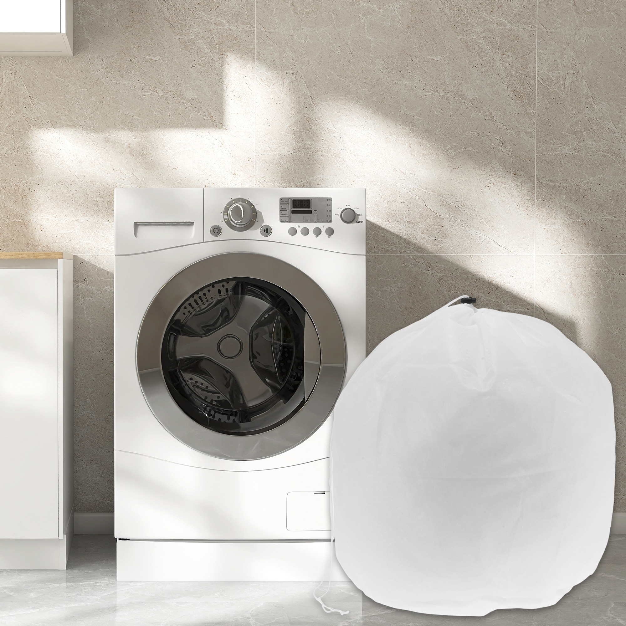 Drawstring S Laundry Bags for Laundry Room Bathroom White