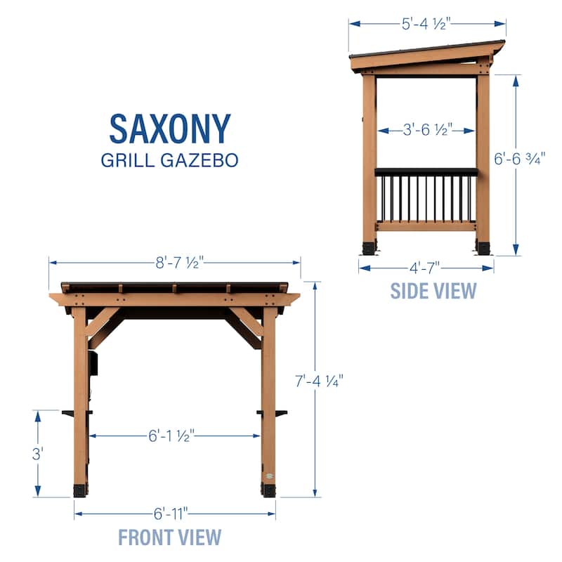 Backyard Discovery Saxony 8x5' Cedar BBQ Grill Gazebo with Steel Roof