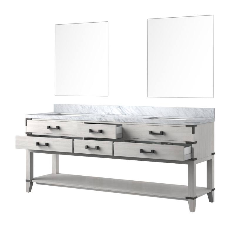 Norwalk Bath Vanity with Carrara Marble Top, Sink and Mirror