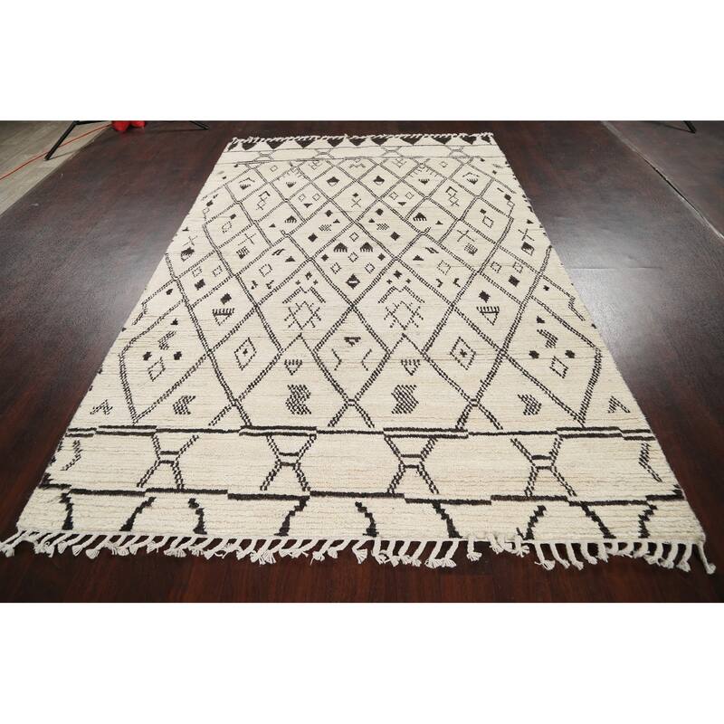 Tribal Vegetable Dye Moroccan Berber Oriental Wool Area Rug Handmade - 5'7" x 9'0"