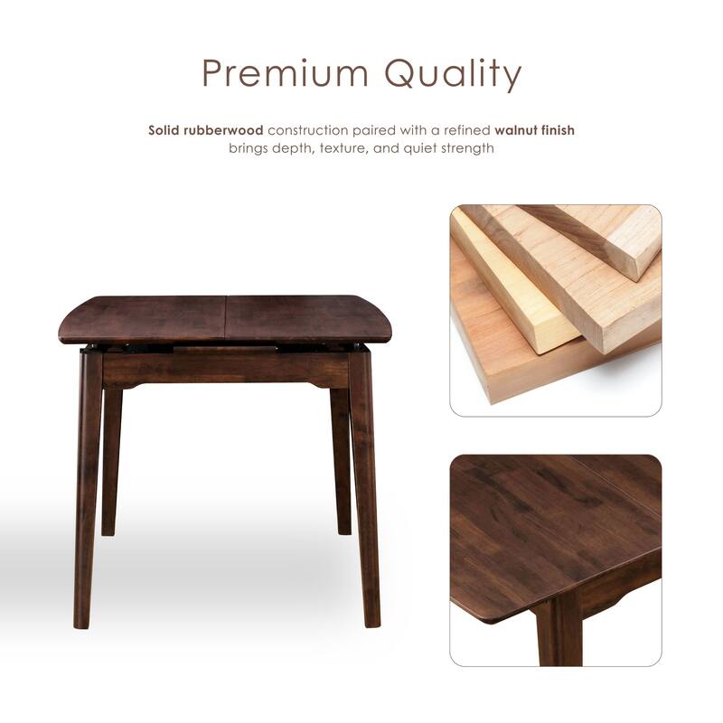 Furniture of America Abigail IX Mid-Century Modern 5-Piece Walnut 53-inch 1-Leaf Extendable Counter Height Dining Set