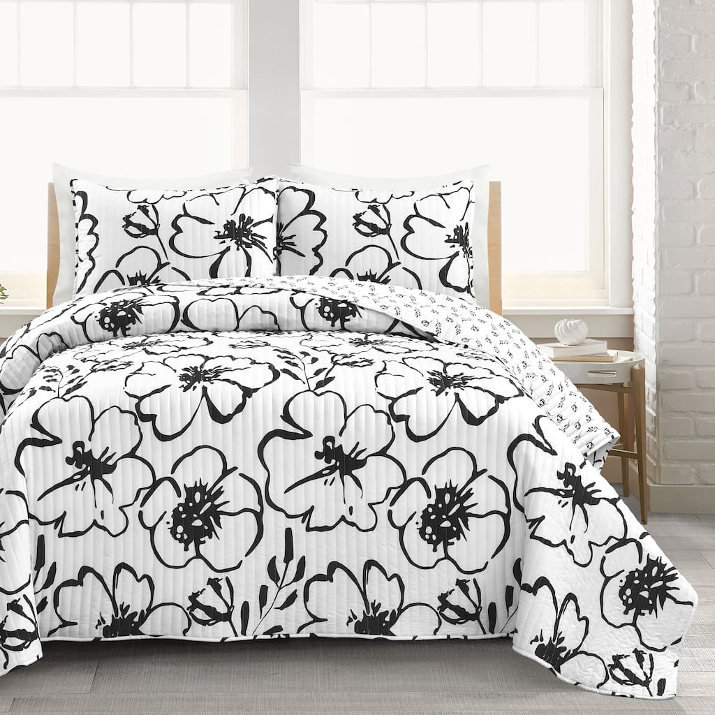Lush Decor Scandinavian Floral 3 Piece Quilt Set