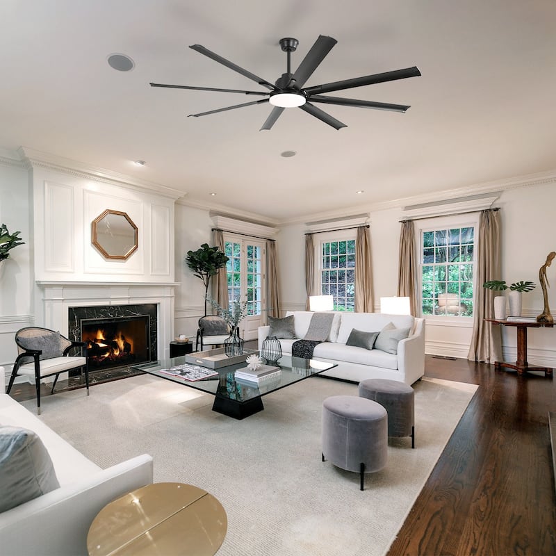 84 Inch Modern Ceiling Fans With Smart Remote Control 8 Fan Blades - Black