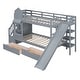 preview thumbnail 54 of 64, Elegant Twin over Twin Bunk Bed With 2 Drawers,3 Shelves and Slide,Sturdy Frame,s