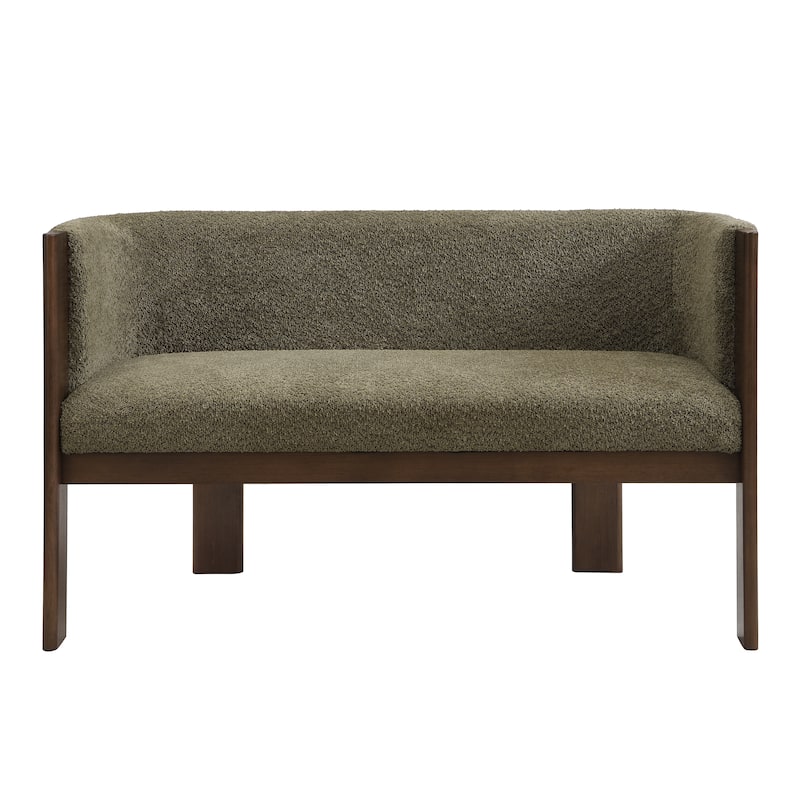 Christopher Knight Home - Vescari Modern Mid-Century Compact Upholstered 2-Seater Loveseat, Solid Rubberwood Frame & Track Arms