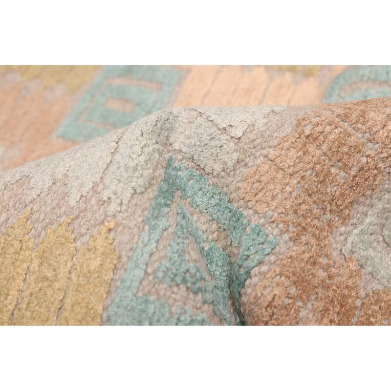 ECARPETGALLERY Hand-knotted Tangier Light Blue, Sky Blue Viscose, Wool Rug - 9'1 x 11'10