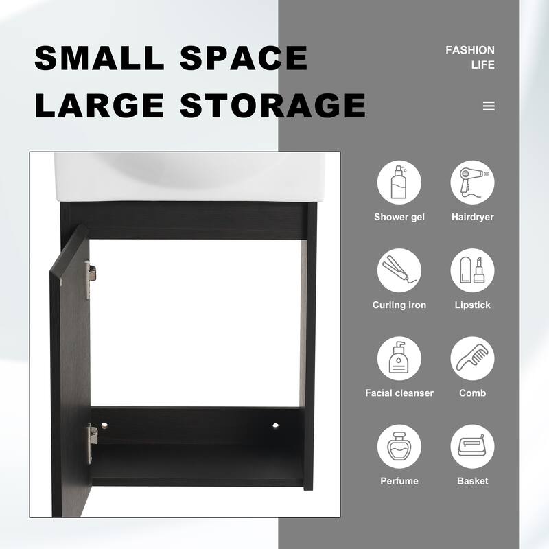 BNK 16"/20"/24"/30"/36" Single Sink Bathroom Vanity with Soft Close Door and Shelf