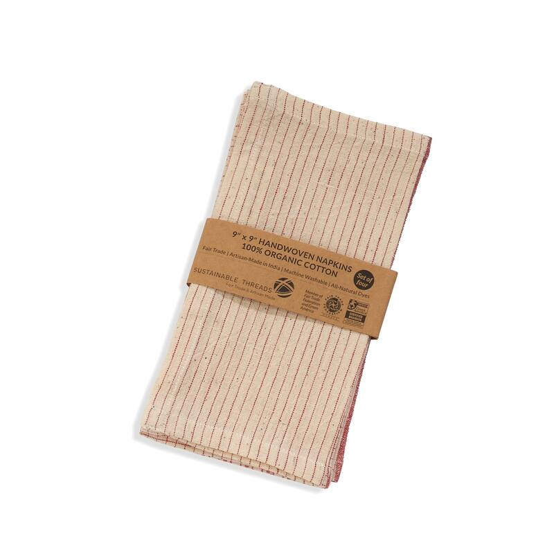 MELANGE Napkins - Handmade Organic Cotton, Fair Trade, Eco-Dyed | Set of 4, 9"x9" by Sustainable Threads