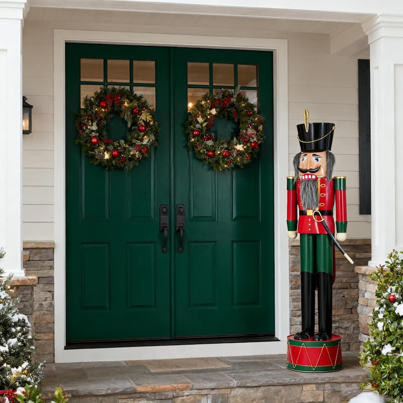 Christopher Knight Home - Jingle Classic Holiday Outdoor Iron Nutcracker Decor with Vibrant Festive Detailing