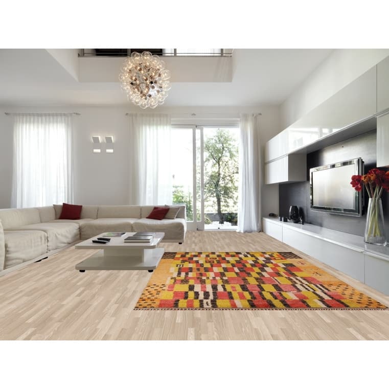 Plush Moroccan Oriental Area Rug Hand-Knotted Geometric Wool Carpet - 8'11" x 12'9"