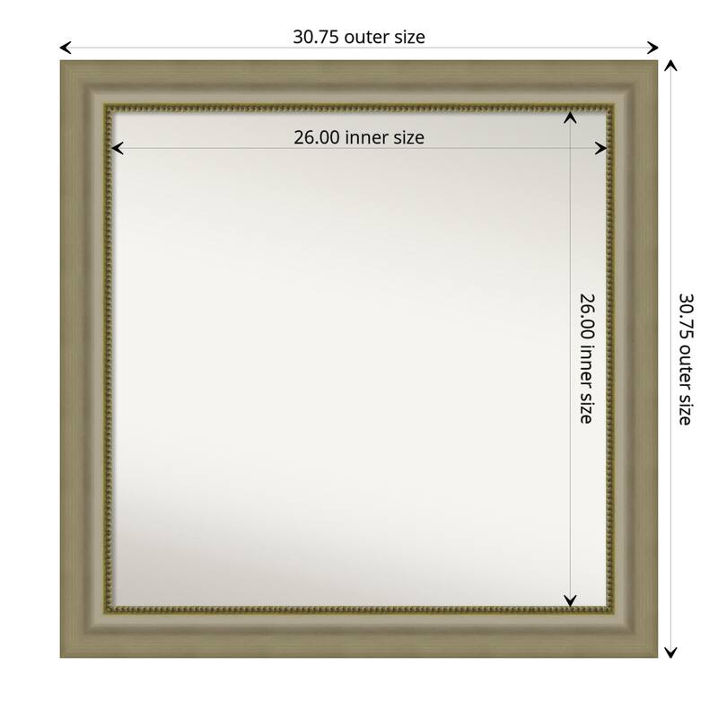 Vegas Silver Framed Non-Beveled Custom Wall Mirror, Bathroom Vanity Mirror - Outer Size: 30.75 x 30.75