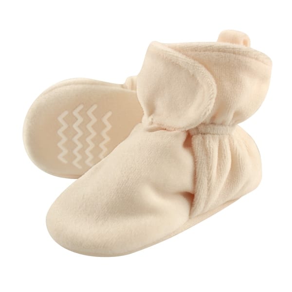 slide 1 of 1, Hudson Baby Baby Cozy Velour Booties, Cream 18-24 Months - Cream