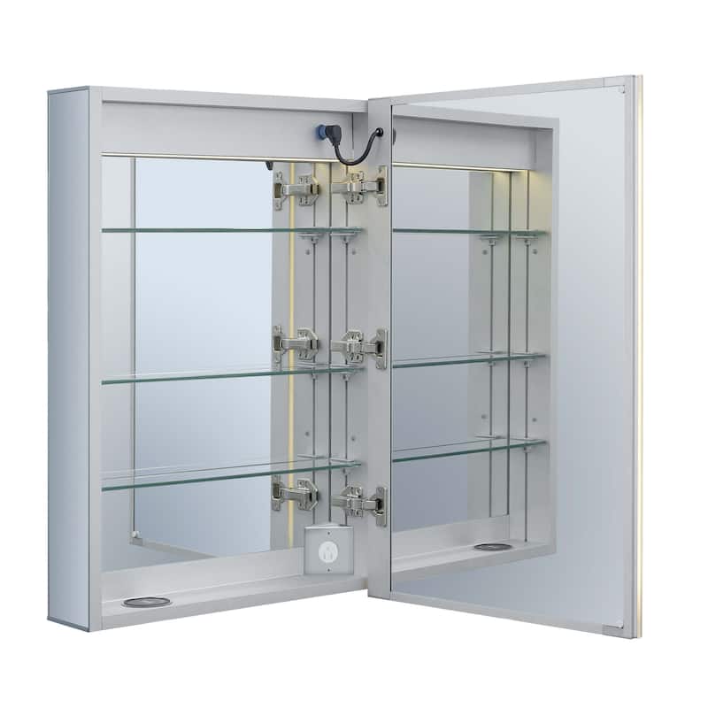 Mirrored Aluminum Bathroom Medicine Cabinet with LED lights