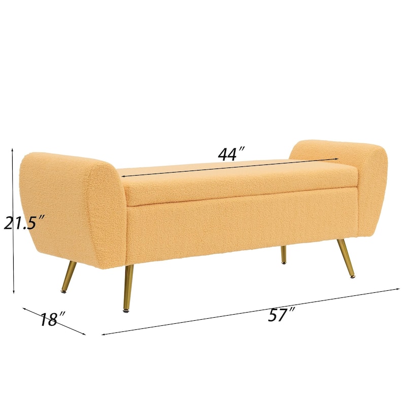 Upholstered 56"W Flip Top Storage Bench with arms