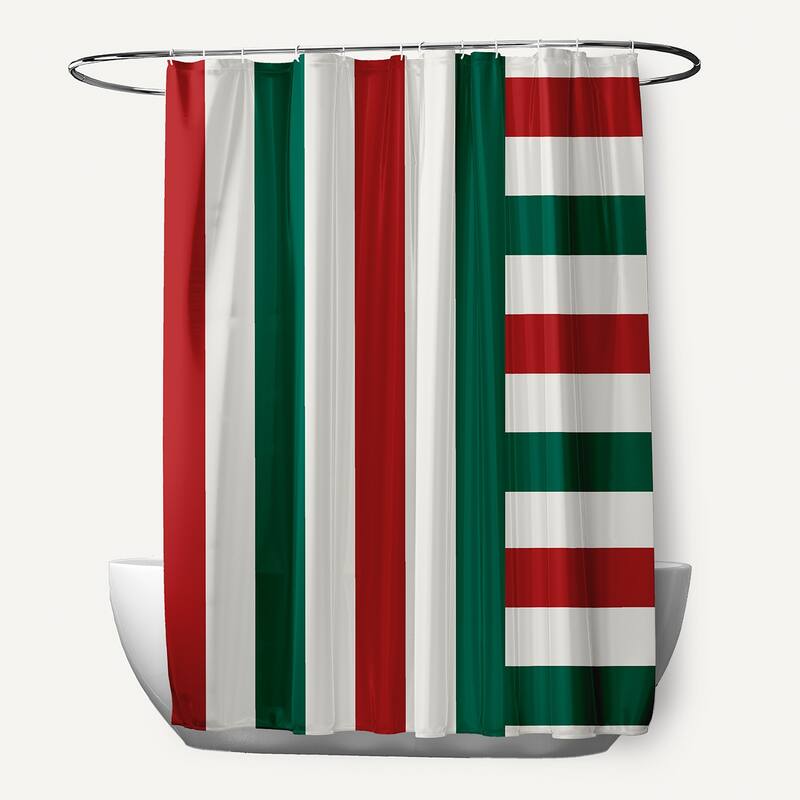 Christmas Stripes Shower Curtain - Forest Green
