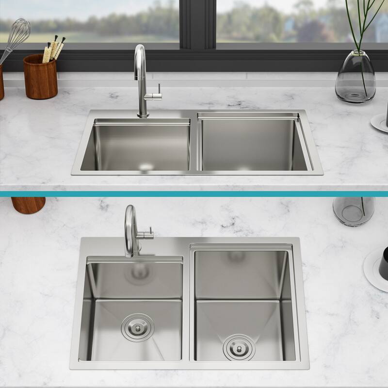 Double Bowl Drop-In Stainless Steel Sink with Workstation