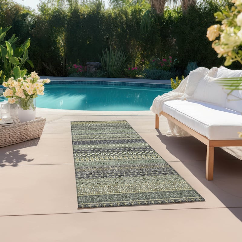 Tax Stripe Weather Resistant Timeless Fusion Outdoor Rug