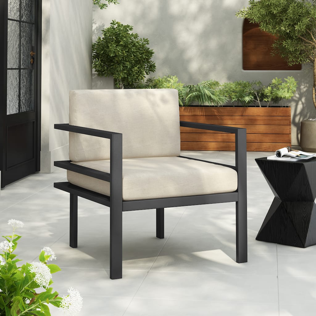 Modern Outdoor Lounge Chair with Aluminum Frame and Weather-Resistant Cushions