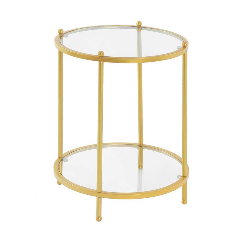 Convenience Concepts Royal Crest 2 Tier Round Glass End Table with Shelf