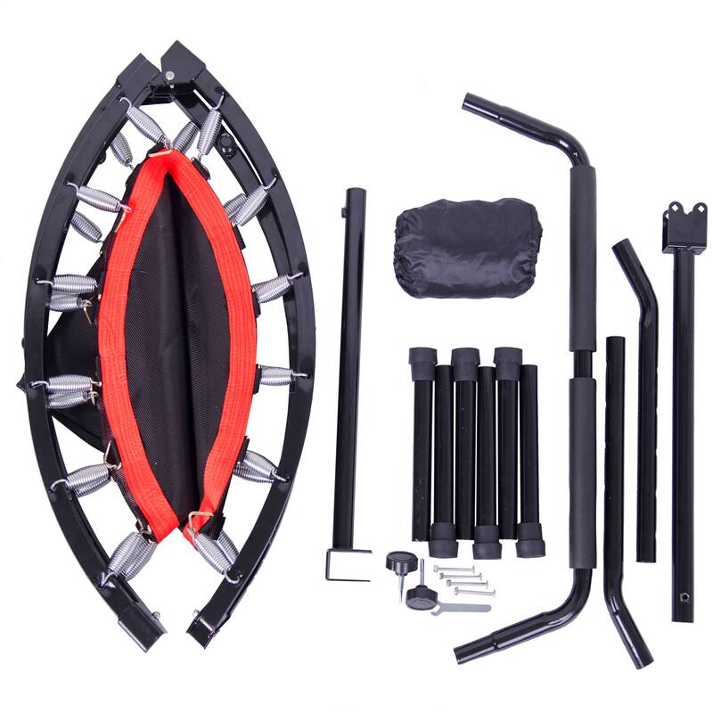 Heavy-Duty Trampoline - Safety Enclosure Net, Reinforced Jumping Mat, Spring Cover Padding, Ladder - Black - 39.37