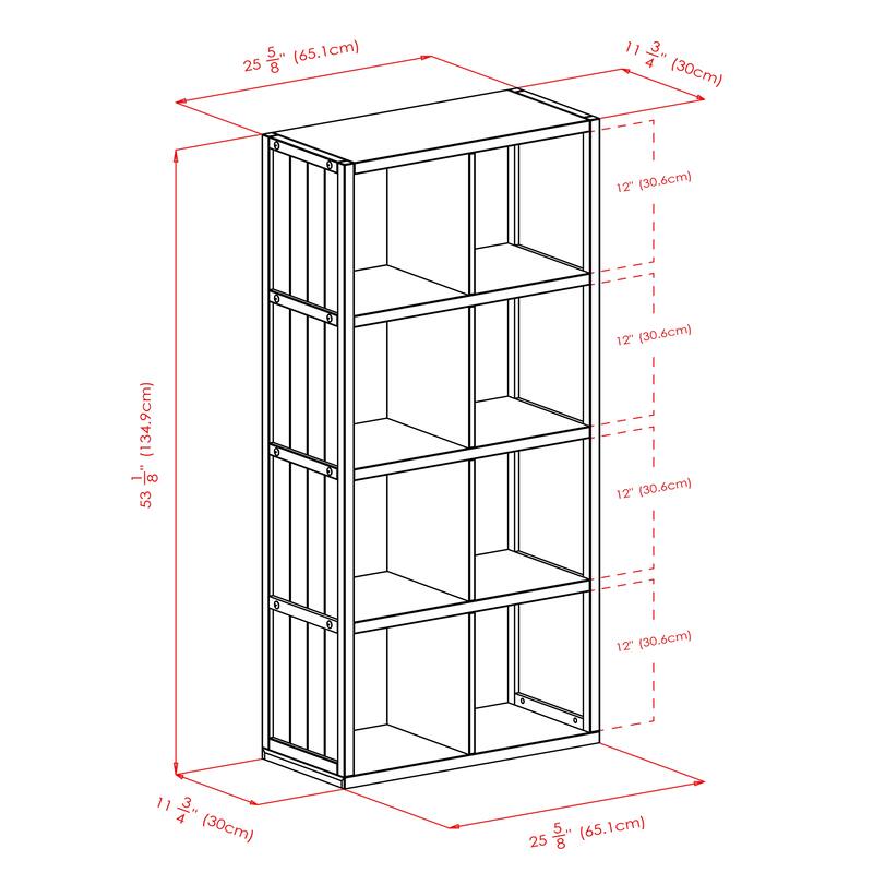 Timothy 9-Pc 4x2 Storage Shelf with 8 Foldable Fabric Baskets, Black and Chocolate - 25.63 x 11.81 x 53.11 inches