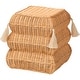 preview thumbnail 1 of 5, Noura Natural Rattan Footstool with Tassel Accents Light Honey