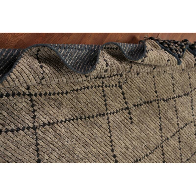Striped Trellis Moroccan Oriental Area Rug Handmade Wool Carpet - 5'8" x 8'5"