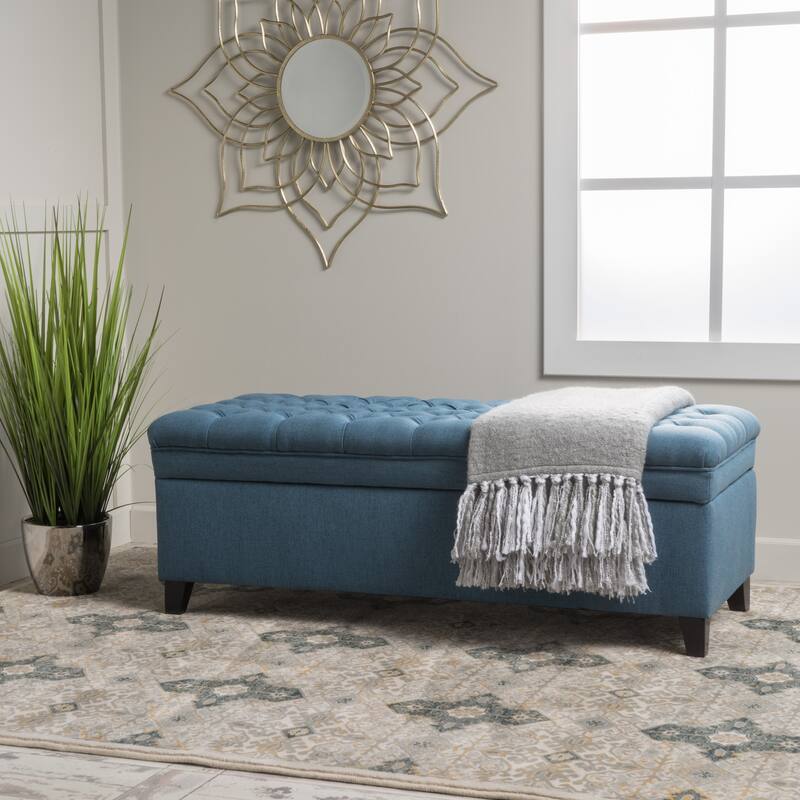 Modern Storage Ottoman for Living Room - Blue