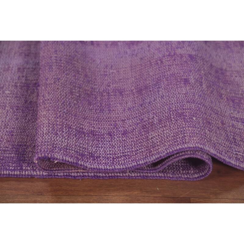 Purple Anatolian Turkish Vintage Area Rug Hand-Knotted Wool Carpet - 7'4" x 11'1"