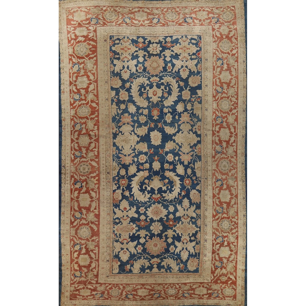 Pre-1900 Antique Vegetable Dye Sultanabad Persian Wool Carpet - 10'9" x 18'10"