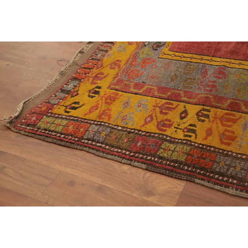 Hand Knotted Oriental 100% Wool Carpet Transitional Tribal Oranges & Rust Anatolian Area Rug - 5' 2'' X 3' 8''