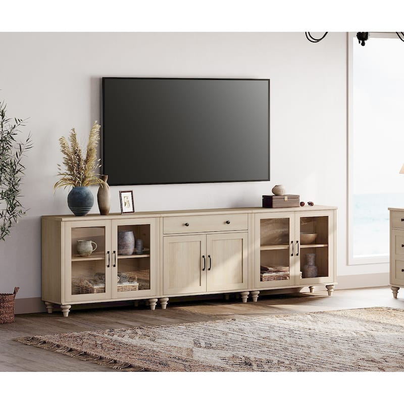 Farmhouse TV Stand with Doors and Drawer﻿