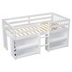 preview thumbnail 8 of 7, White Twin Size Wood Low Loft Bed With Two-Tier Shelves and LED Light for Kids, Boys and Girls