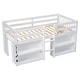 preview thumbnail 8 of 7, White Twin Size Wood Low Loft Bed with Two-Tier Shelves and LED