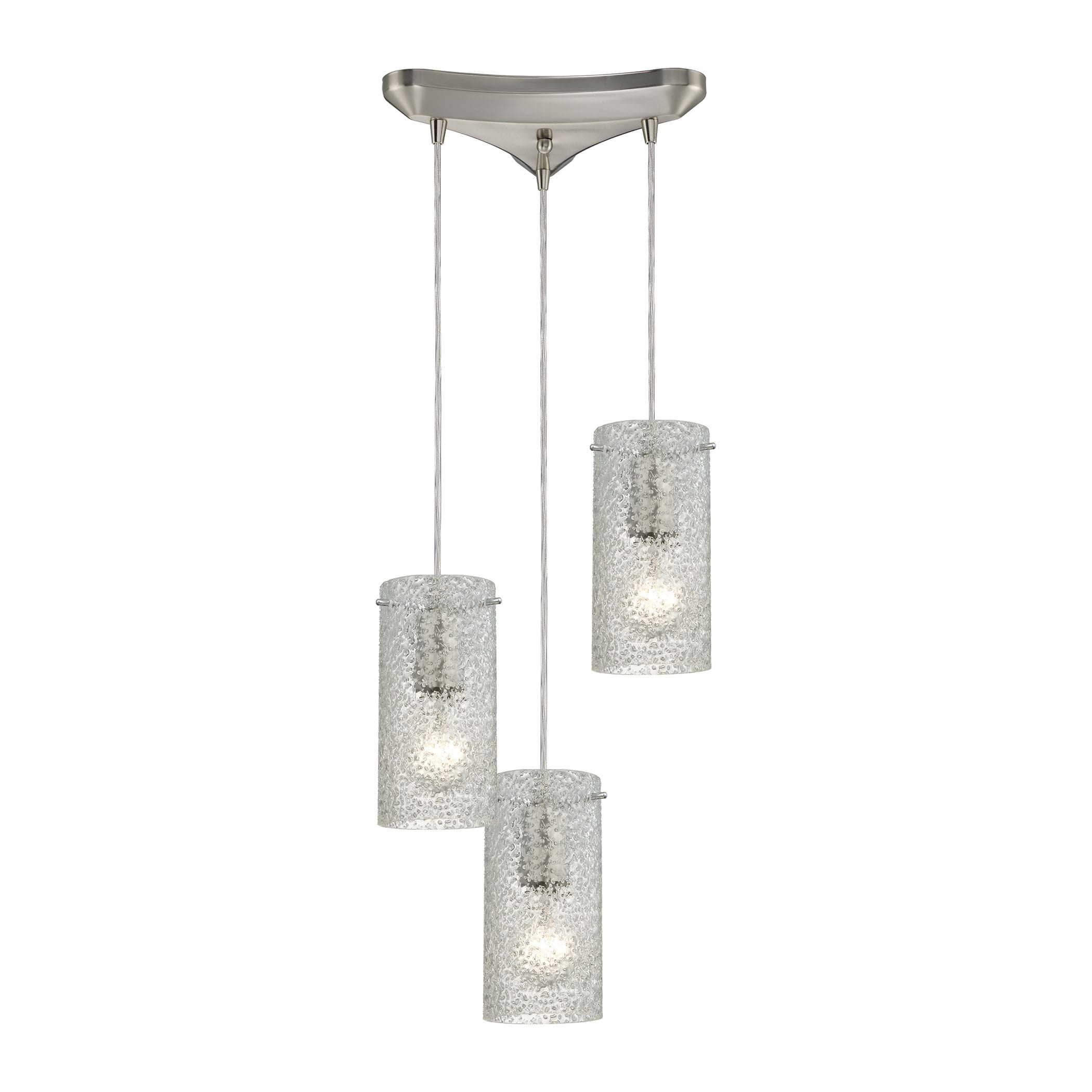 Elk Home Ice Fragments Satin Nickel With Clear Glass 3 Light Pendant